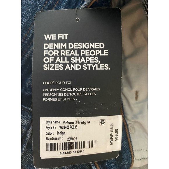 Silver Jeans Frisco High Rise Straight Leg Jeans Plus Size 20W/28 - Picture 4 of 4